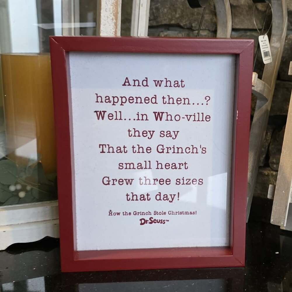 New Framed Grinch Phrase for Wall, Tabletop or Tree Decor